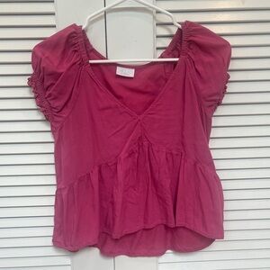 pink puff sleeve top